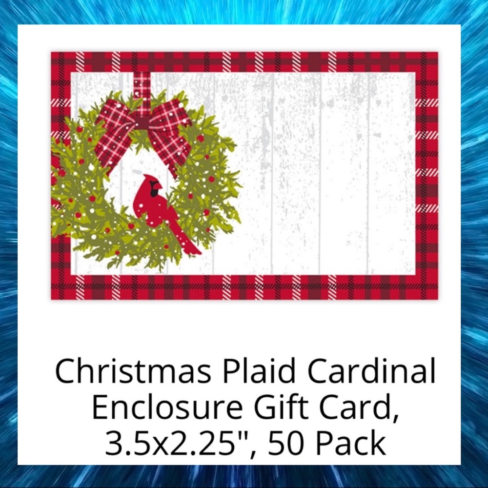 50 Cardinal Plaid Enclosure Cards CLEARANCE - Picture 2 of 5